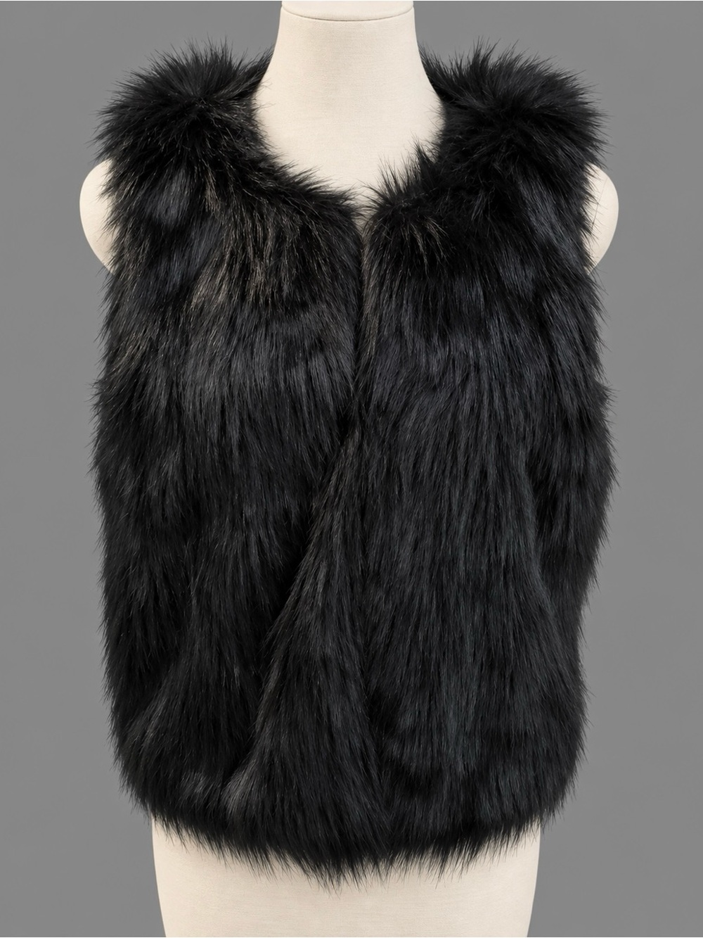 URBAN Black Faux Fur Festival Vest Jacket